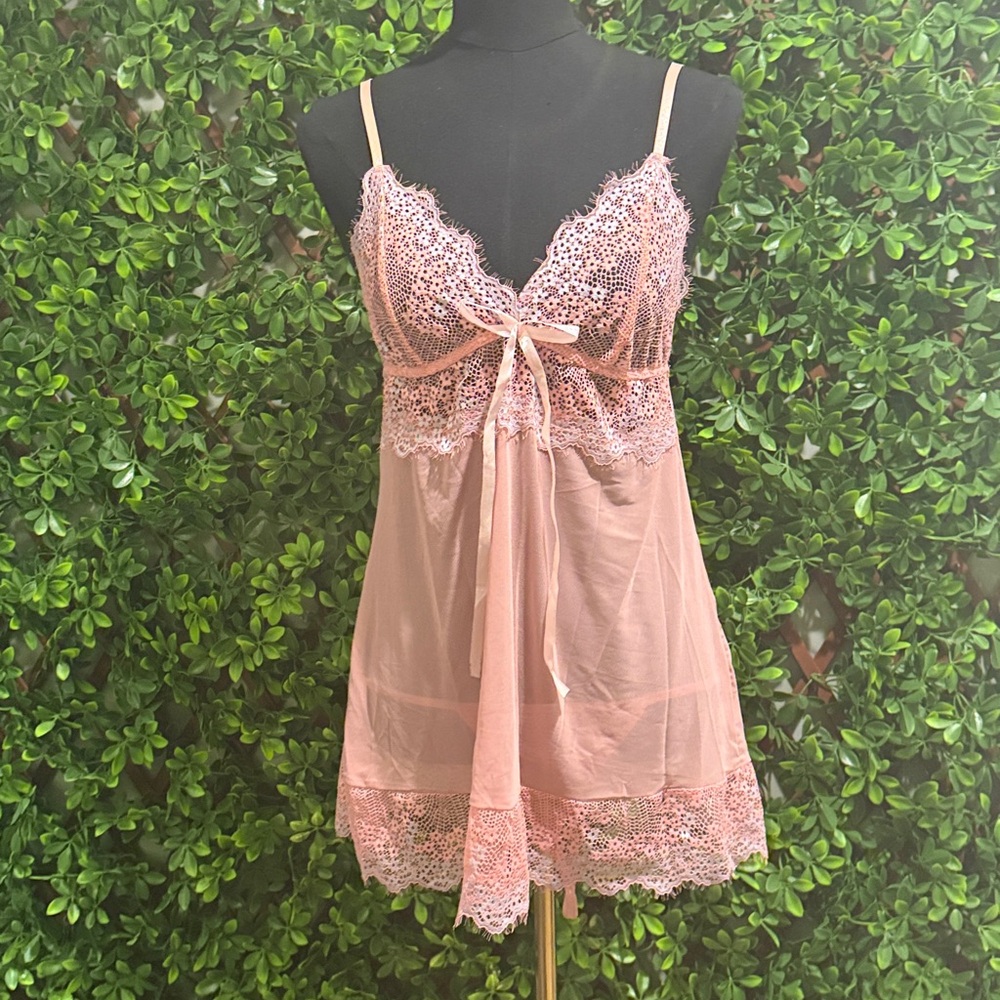 Lace Trim Blue and Pink Lingerie